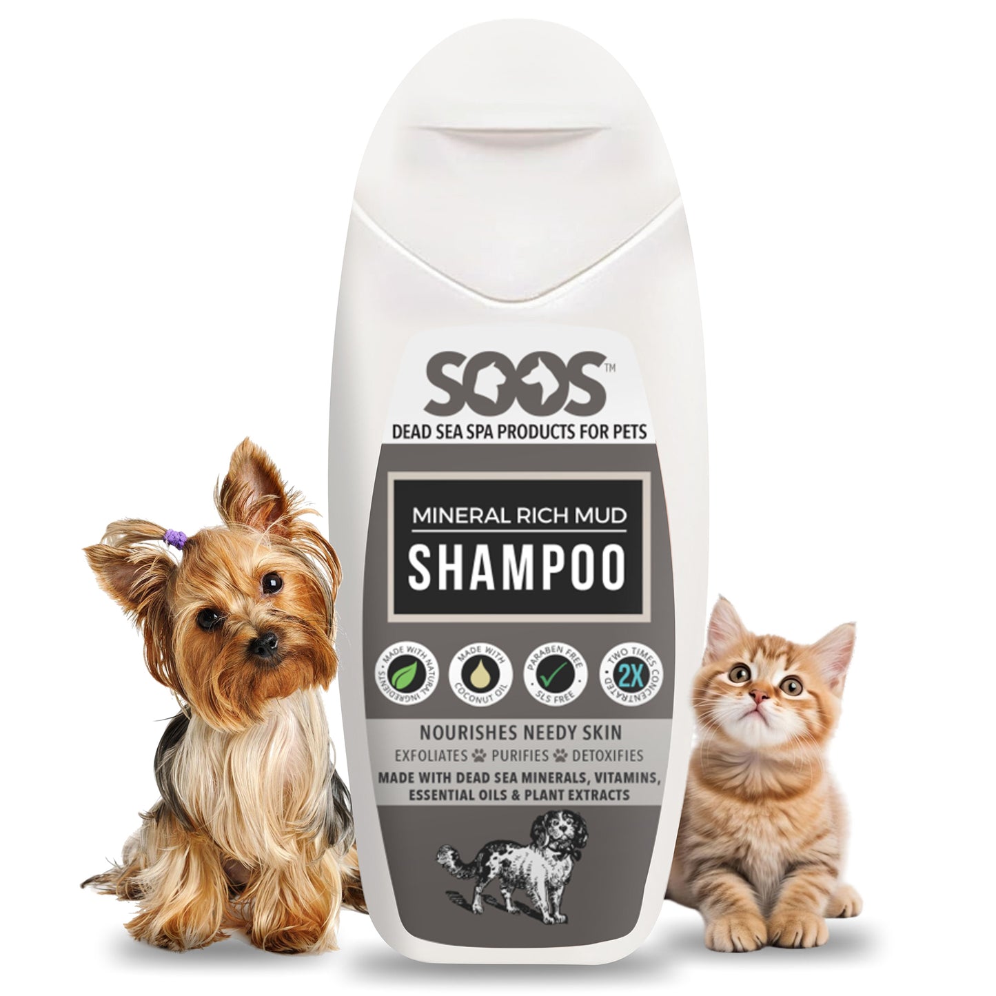 Natural Dead Sea Mineral Rich Mud Pet Shampoo For Dogs & Cats