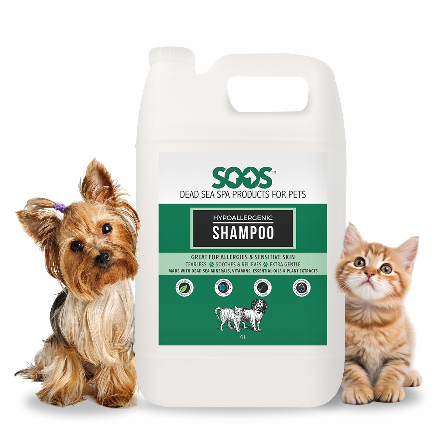 Natural Dead Sea Hypoallergenic Pet Shampoo For Dogs & Cats