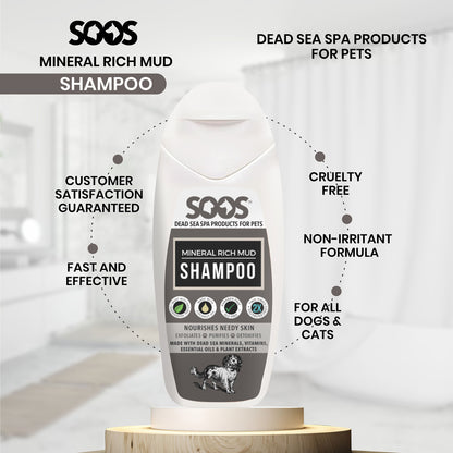 Natural Dead Sea Mineral Rich Mud Pet Shampoo For Dogs & Cats