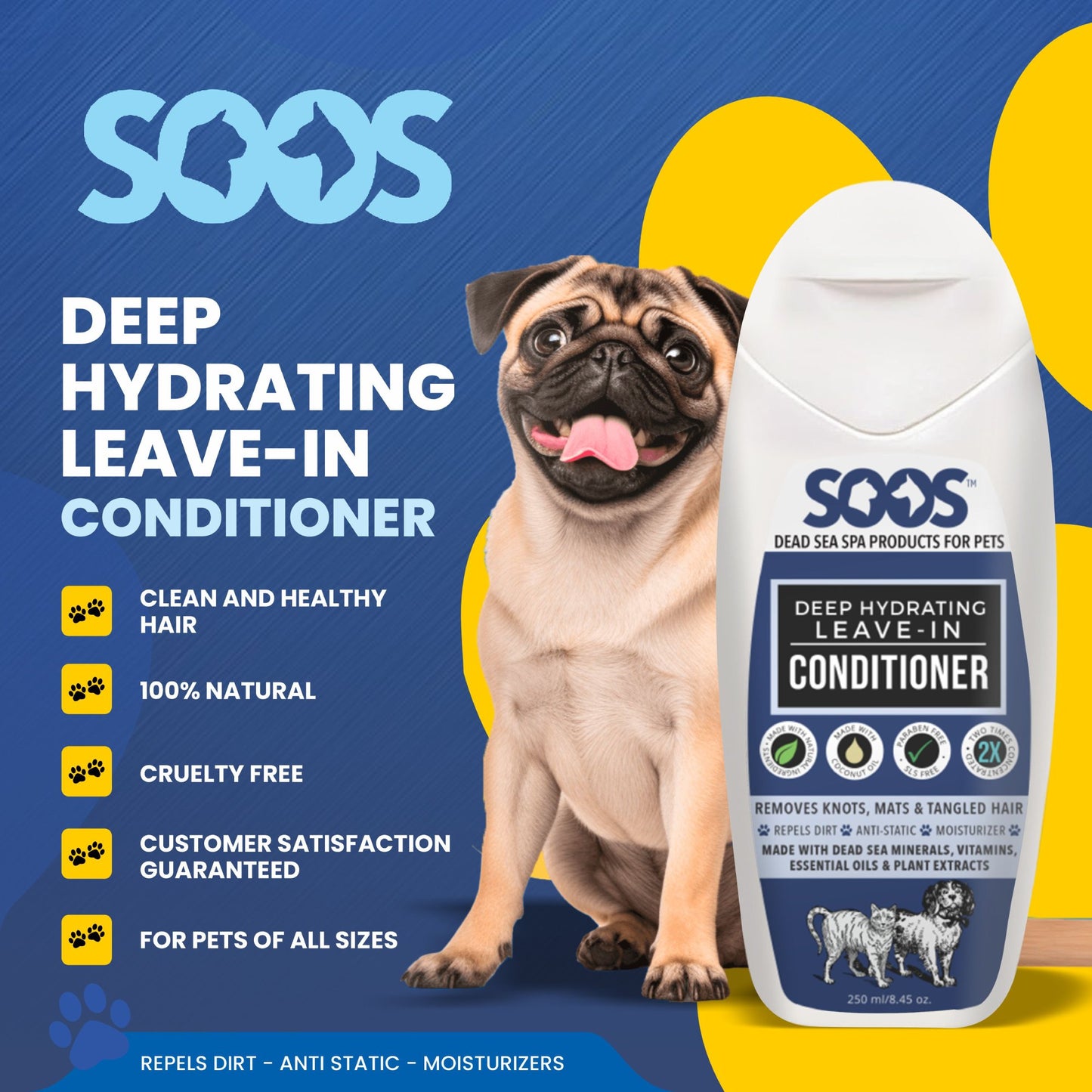 Natural Dead Sea Deep Hydrating Leave-In Pet Conditioner: Dogs & Cats