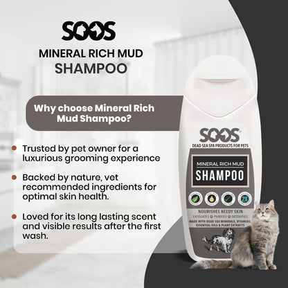 Natural Dead Sea Mineral Rich Mud Pet Shampoo For Dogs & Cats