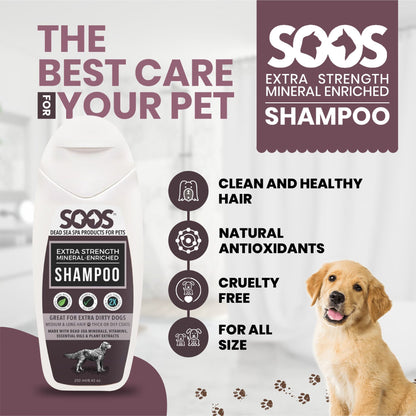 Natural Dead Sea Extra Strength Mineral Rich Pet Shampoo: Dogs & Cats