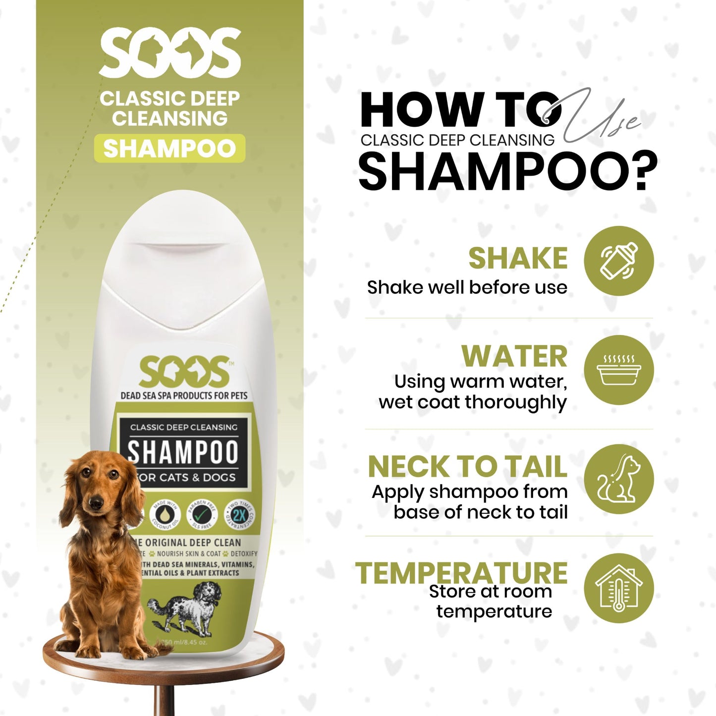 Natural Dead Sea Classic Deep Cleansing Pet Shampoo For Dogs & Cats