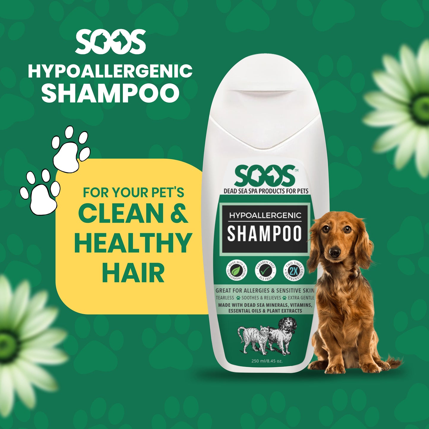 Natural Dead Sea Hypoallergenic Pet Shampoo For Dogs & Cats