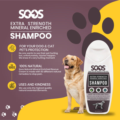 Natural Dead Sea Extra Strength Mineral Rich Pet Shampoo: Dogs & Cats