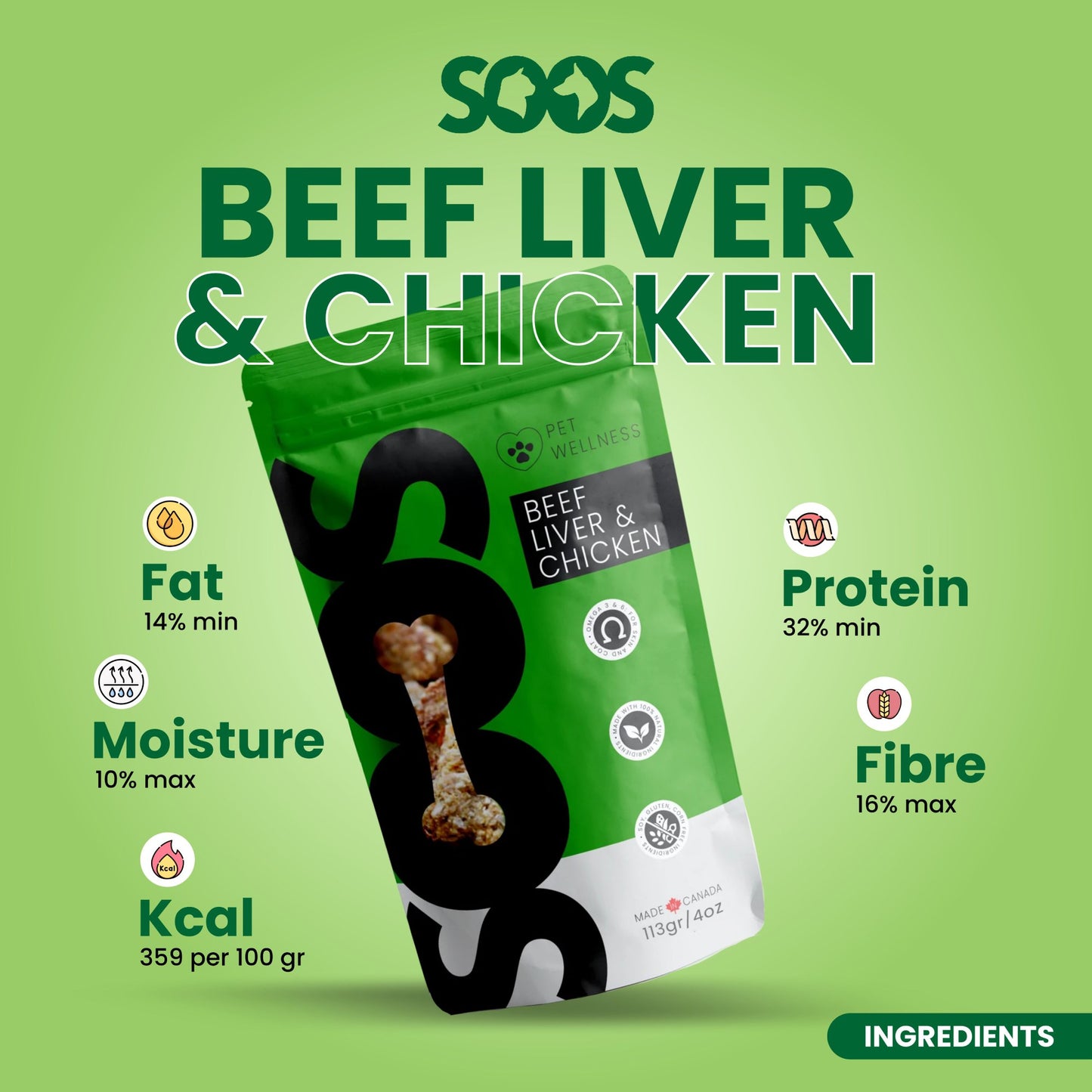 Soos Pets Beef Liver & Chicken Wellness Treats