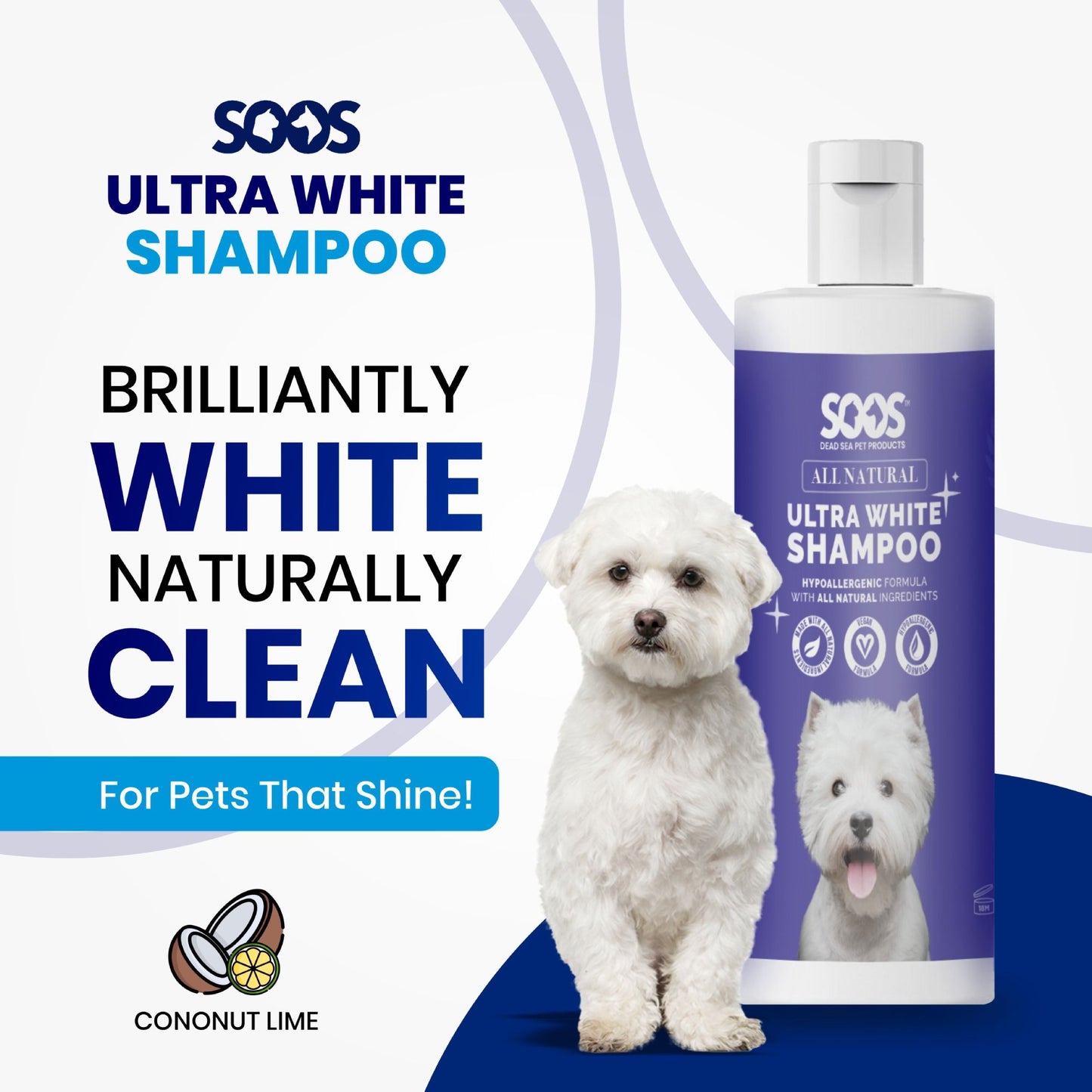 All Natural Ultra White Hypoallergenic Shampoo For Dogs And Cats