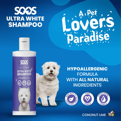 All Natural Ultra White Hypoallergenic Shampoo For Dogs And Cats