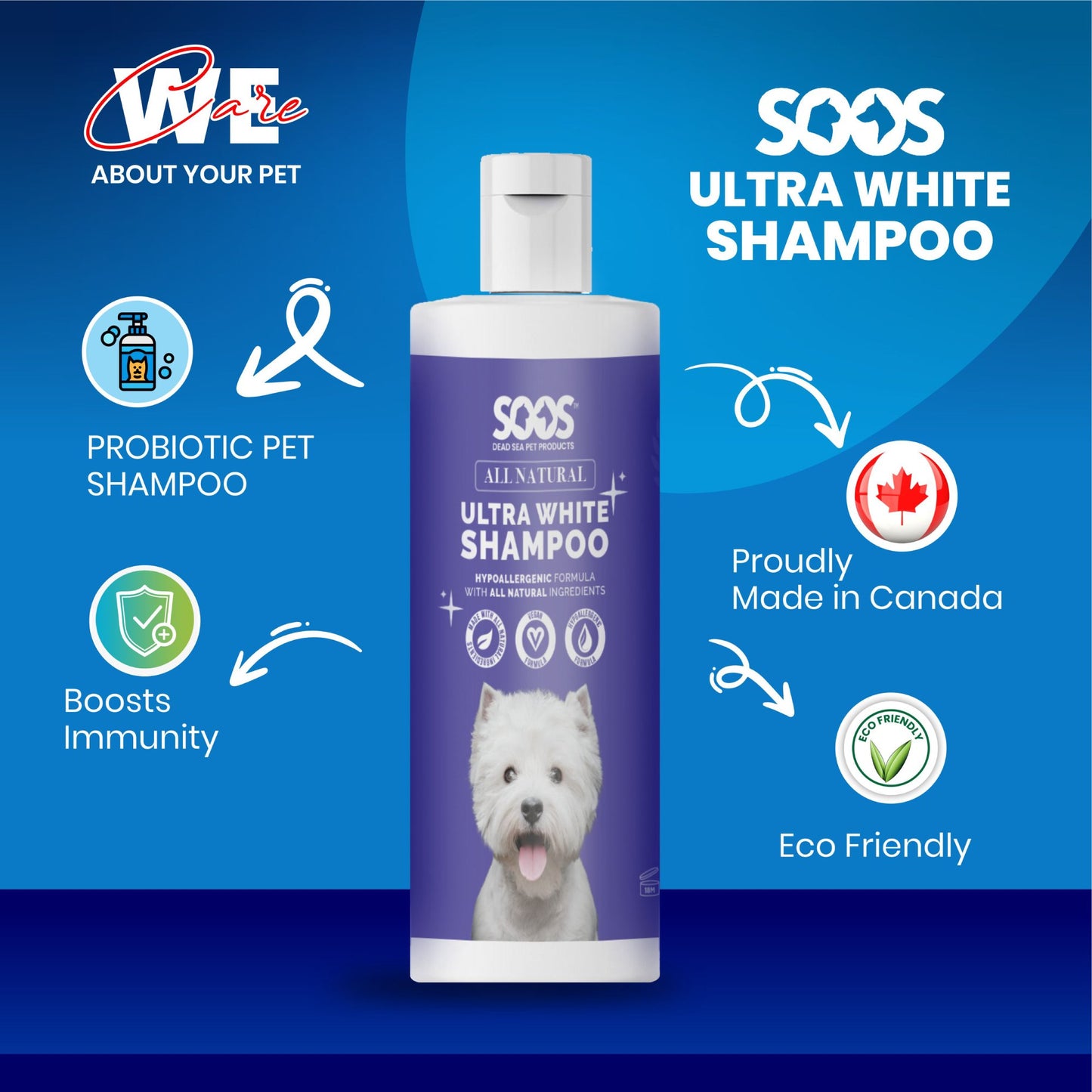 All Natural Ultra White Hypoallergenic Shampoo For Dogs And Cats