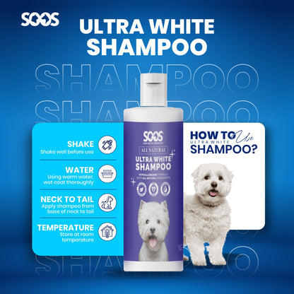 All Natural Ultra White Hypoallergenic Shampoo For Dogs And Cats